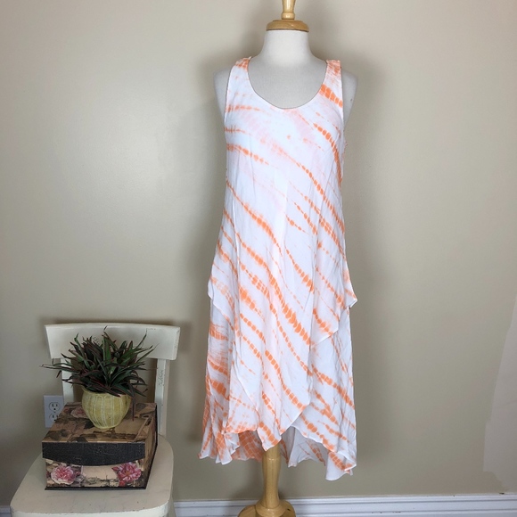 Sundance Dresses & Skirts - Sundance Asymmetrical Dress Tie Dye Orange Hi Low